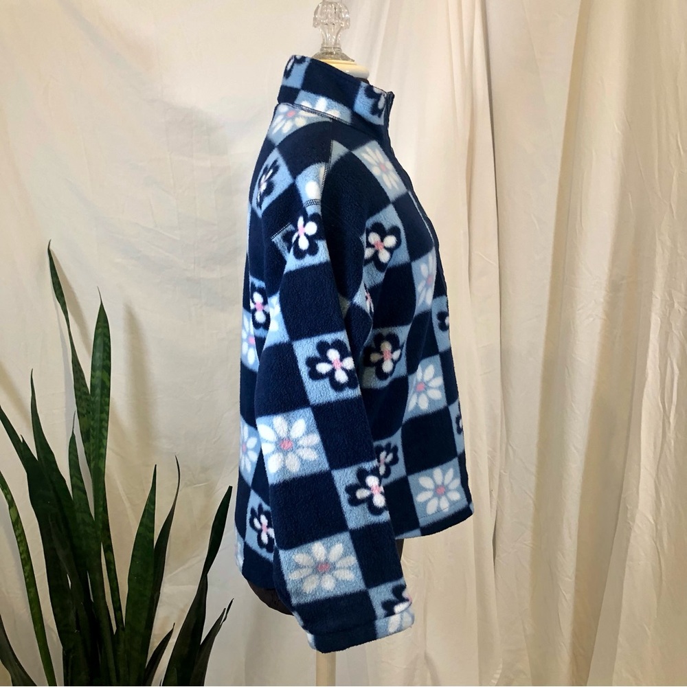 ❤️ LAST DAY Vintage Y2K Retro Floral Print 3/4 Zip Fleece Pullover Jacket - Picture 9 of 14